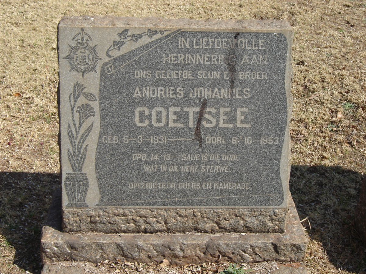 COETSEE Andries Johannes 1931-1953