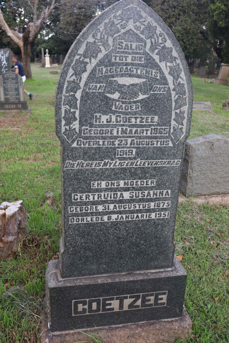 COETZEE H.J. 1865-1919 &amp; Gertruida Susanna 1875-1951
