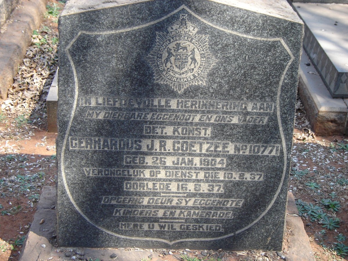 COETZEE Gerhardus J.R. 1904-1937
