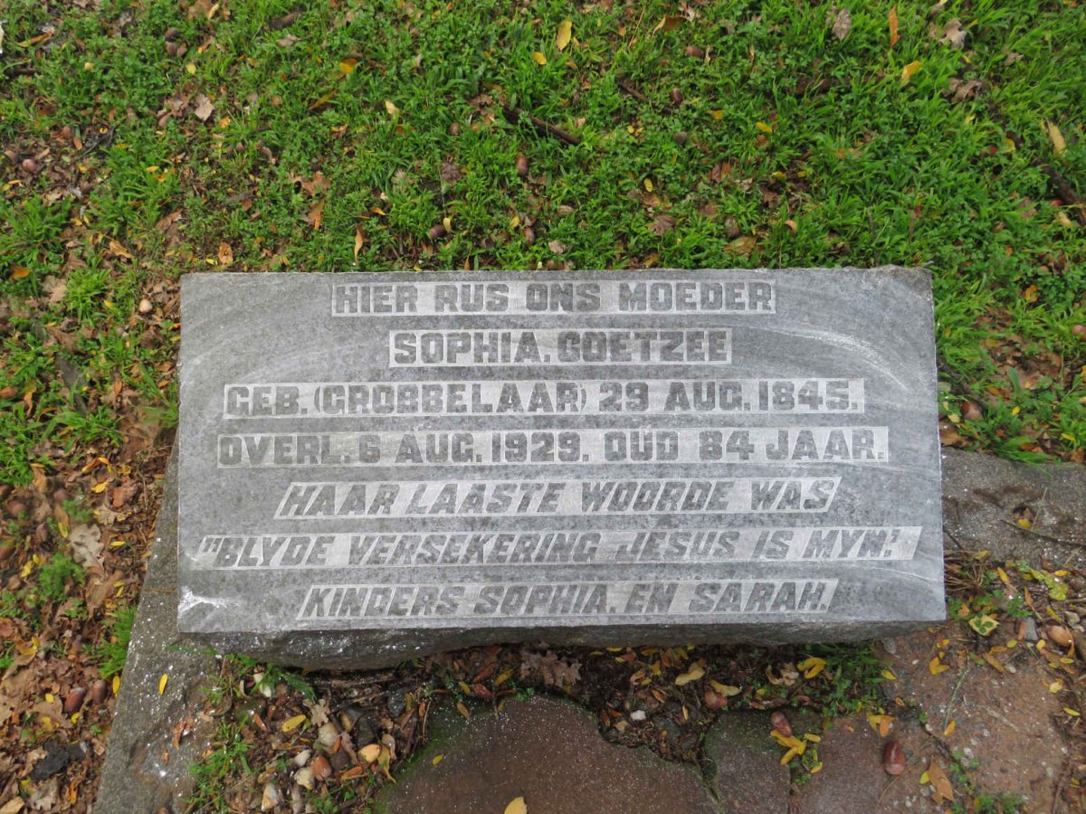 COETZEE Sophia nee GROBBELAAR 1845-1929