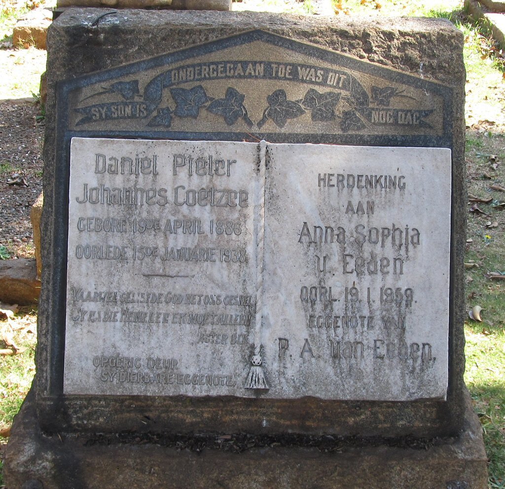 COETZEE Daniel Pieter Johannes 1886-1938 :: VAN EEDEN Anna Sophia -1959