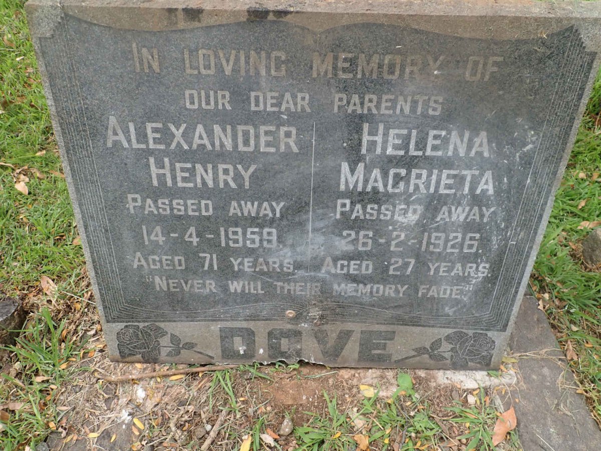 DOVE Alexander Henry -1959 &amp; Helena Magrieta -1926