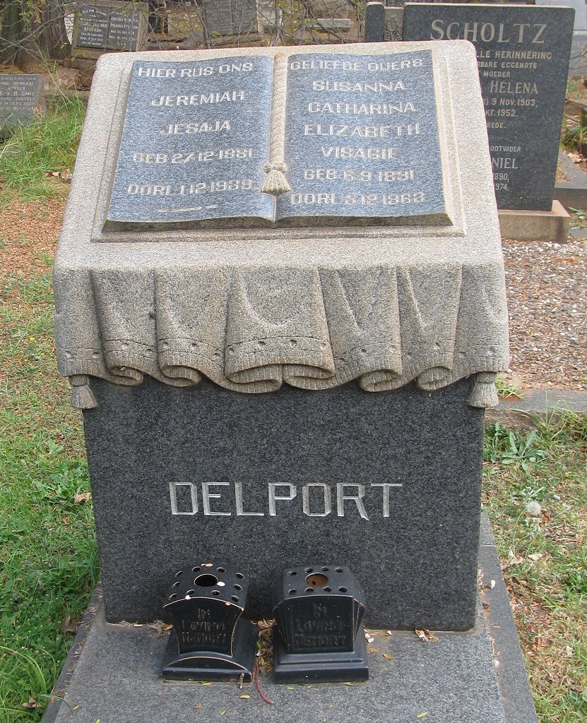 DELPORT Jeremiah Jesaja 1881-1939 &amp; Susanna Catharina Elizabeth VISAGIE 1891-1963