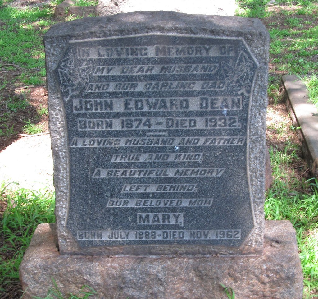 DEAN John Edward 1874-1932 &amp; Mary 1888-1962