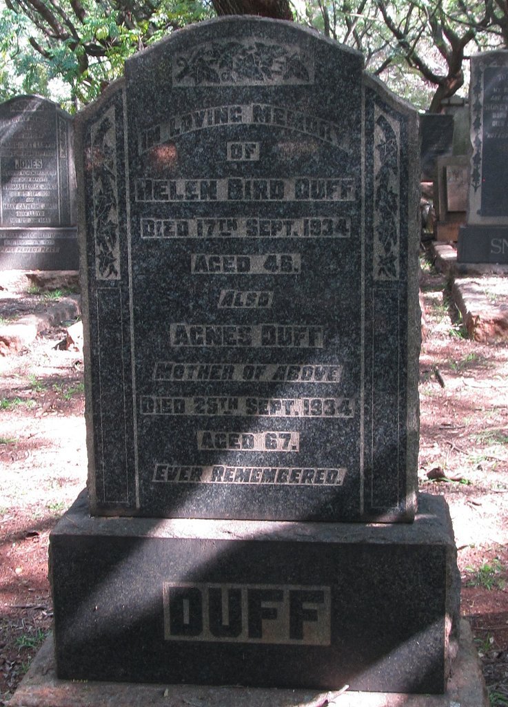 DUFF Helen Bird -1934 :: DUFF  Agnes -1934
