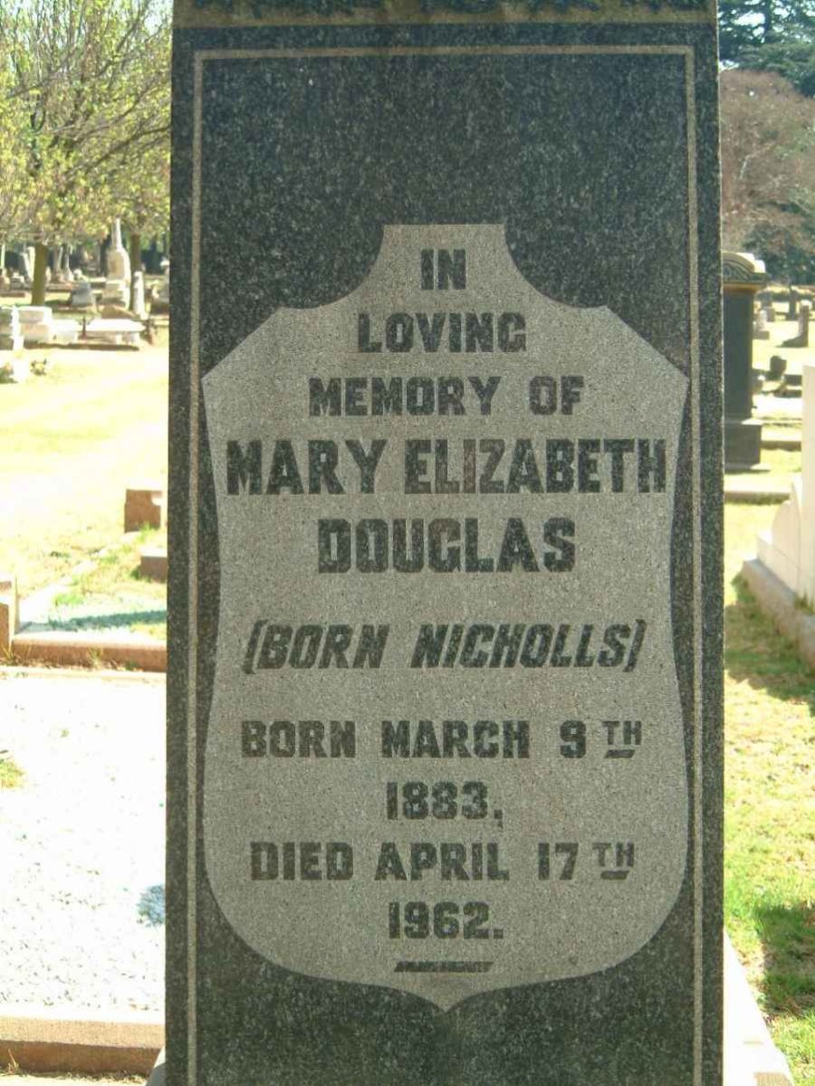 DOUGLAS Mary Elizabeth nee NICHOLLS 1883-1962