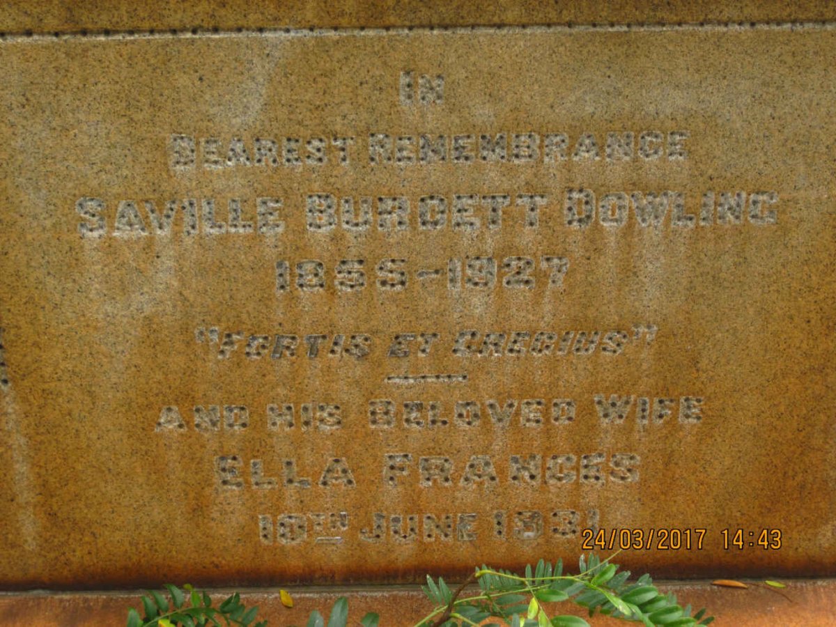 DOWLING Saville Burdett 1855-1927 &amp; Ella Frances -1931