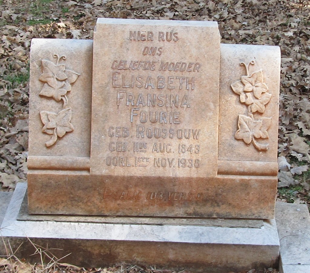 FOURIE Elisabeth Fransina nee ROUSSOUW 1843-1938