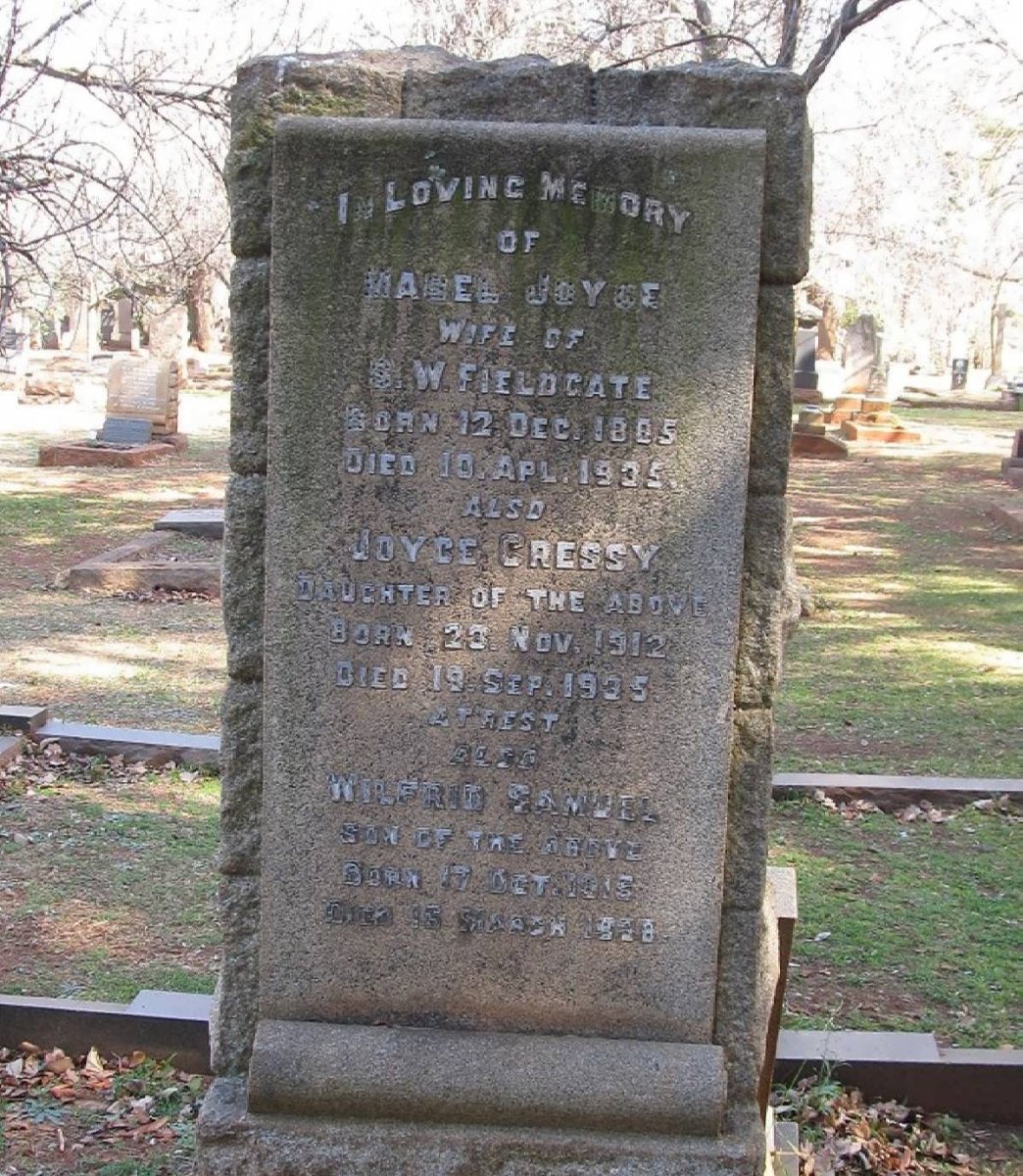 FIELDGATE Mabel Joyce 1885-1935 :: FIELDGATE Joyce Cressy 1912-1935 :: FIELDGATE Wilfred Randel 1915-1938