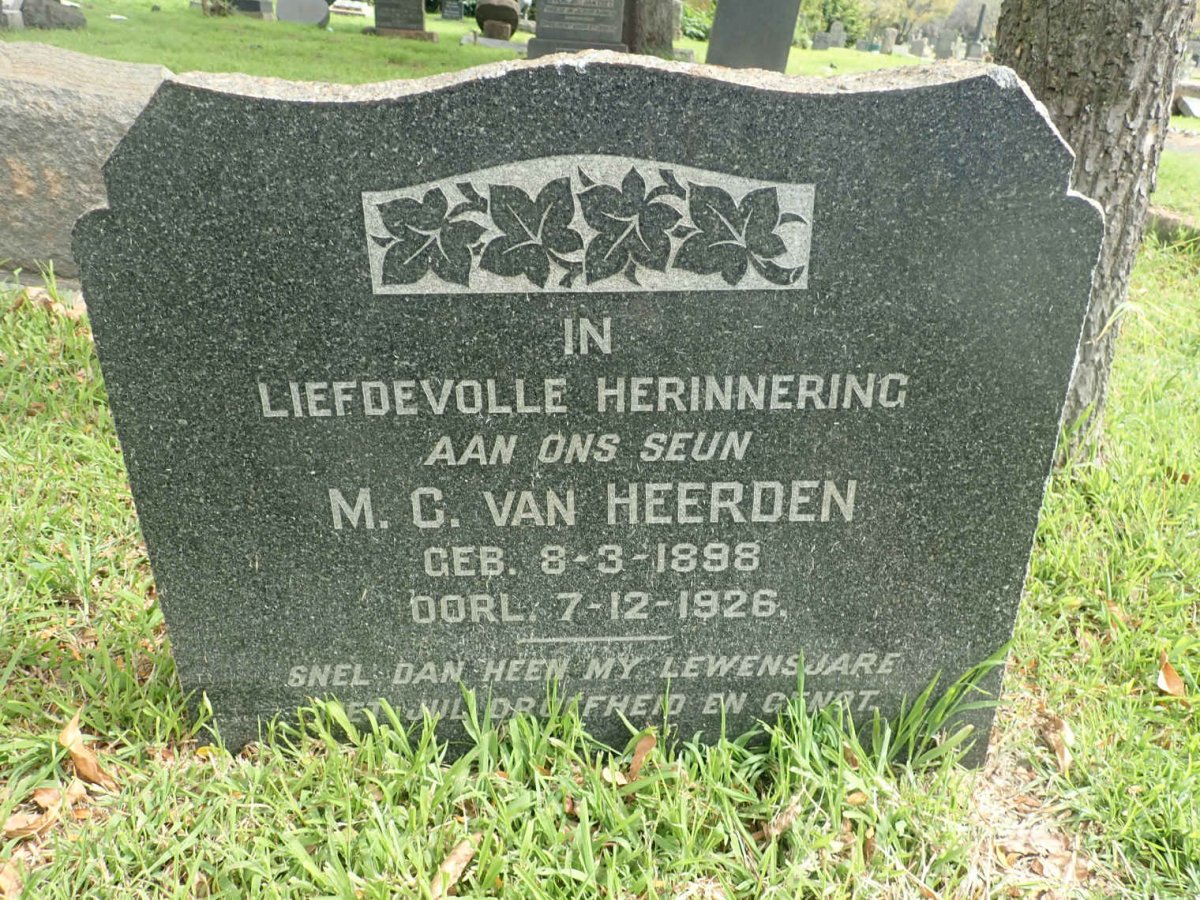 HEERDEN M.C., van 1898-1926
