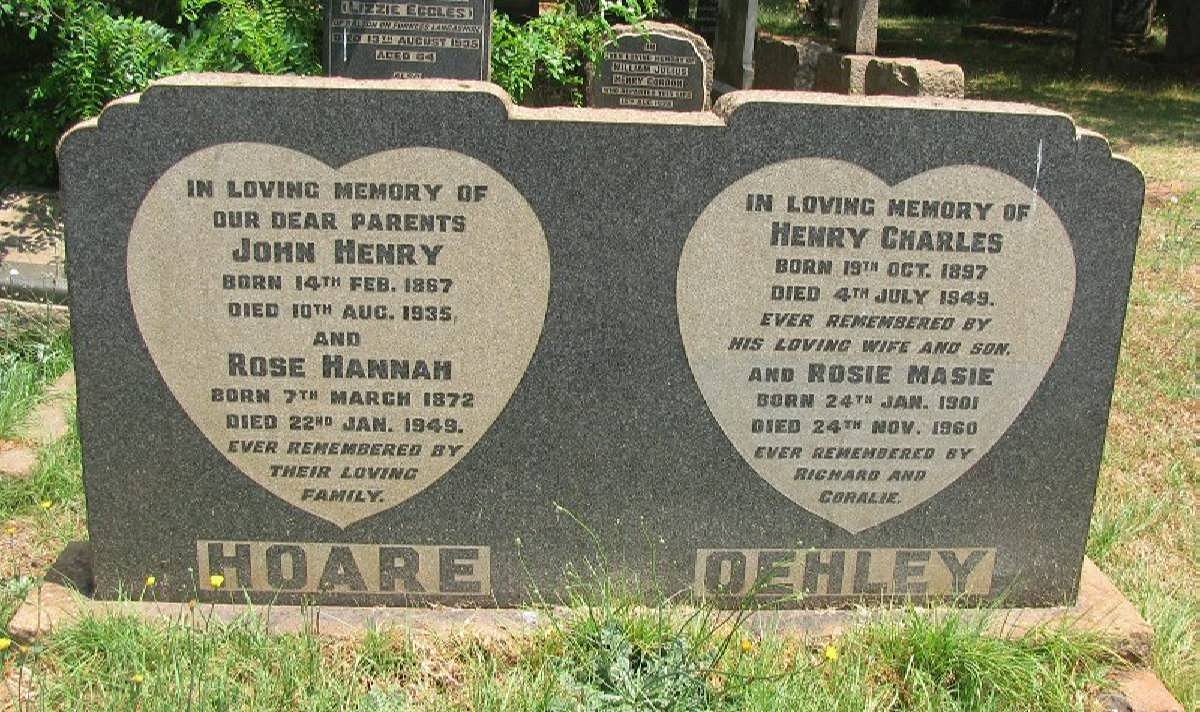 HOARE John Henry 1867-1935 &amp; Rose Hannah 1872-1949