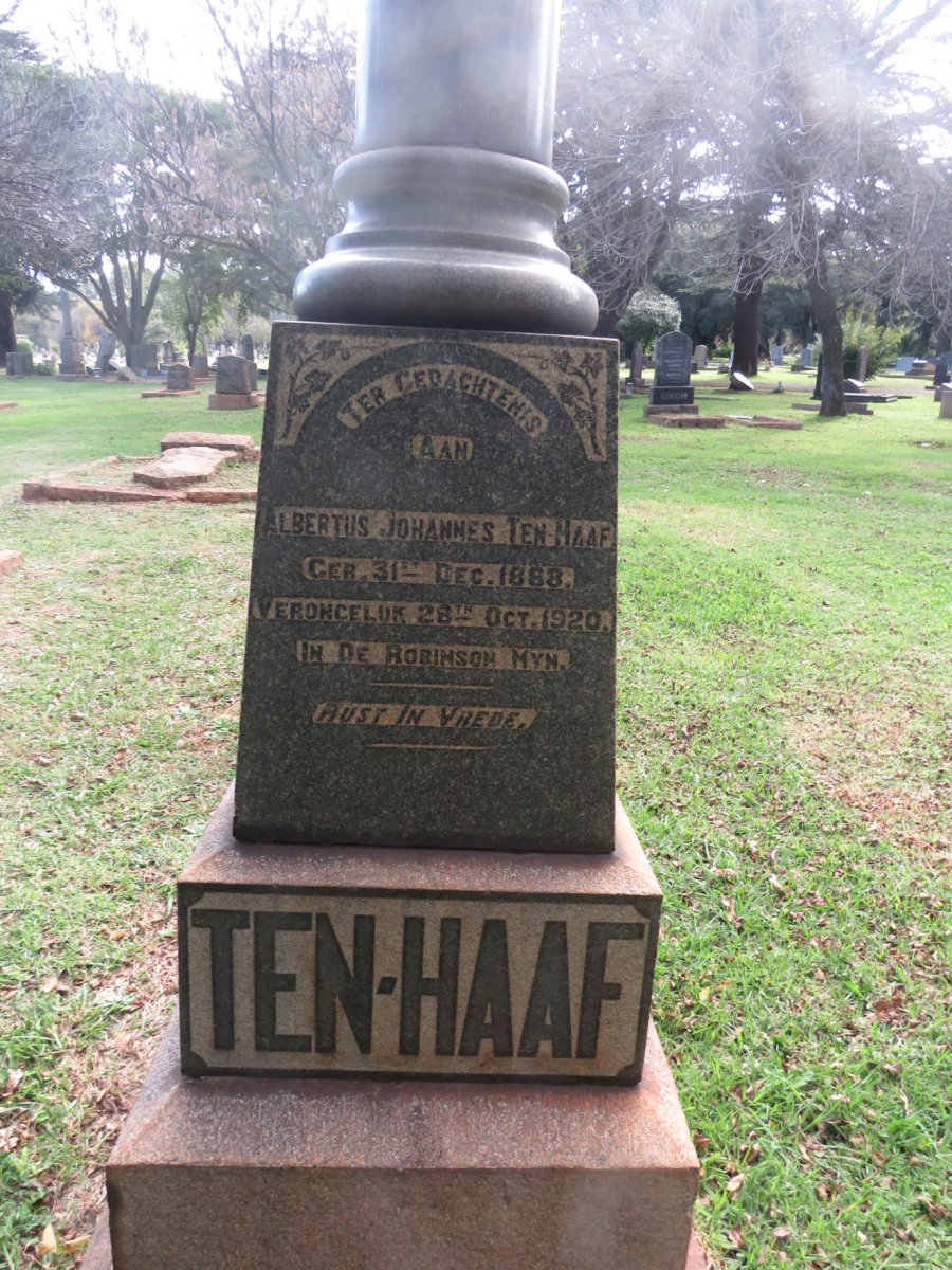 HAAF Albertus Johannes, TEN 1868-1920
