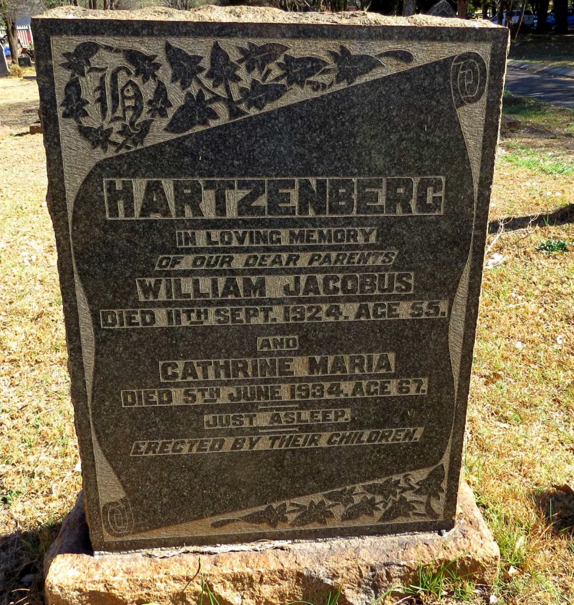 HARTZENBERG William Jacobus -1924 &amp; Cathrine Maria -1934