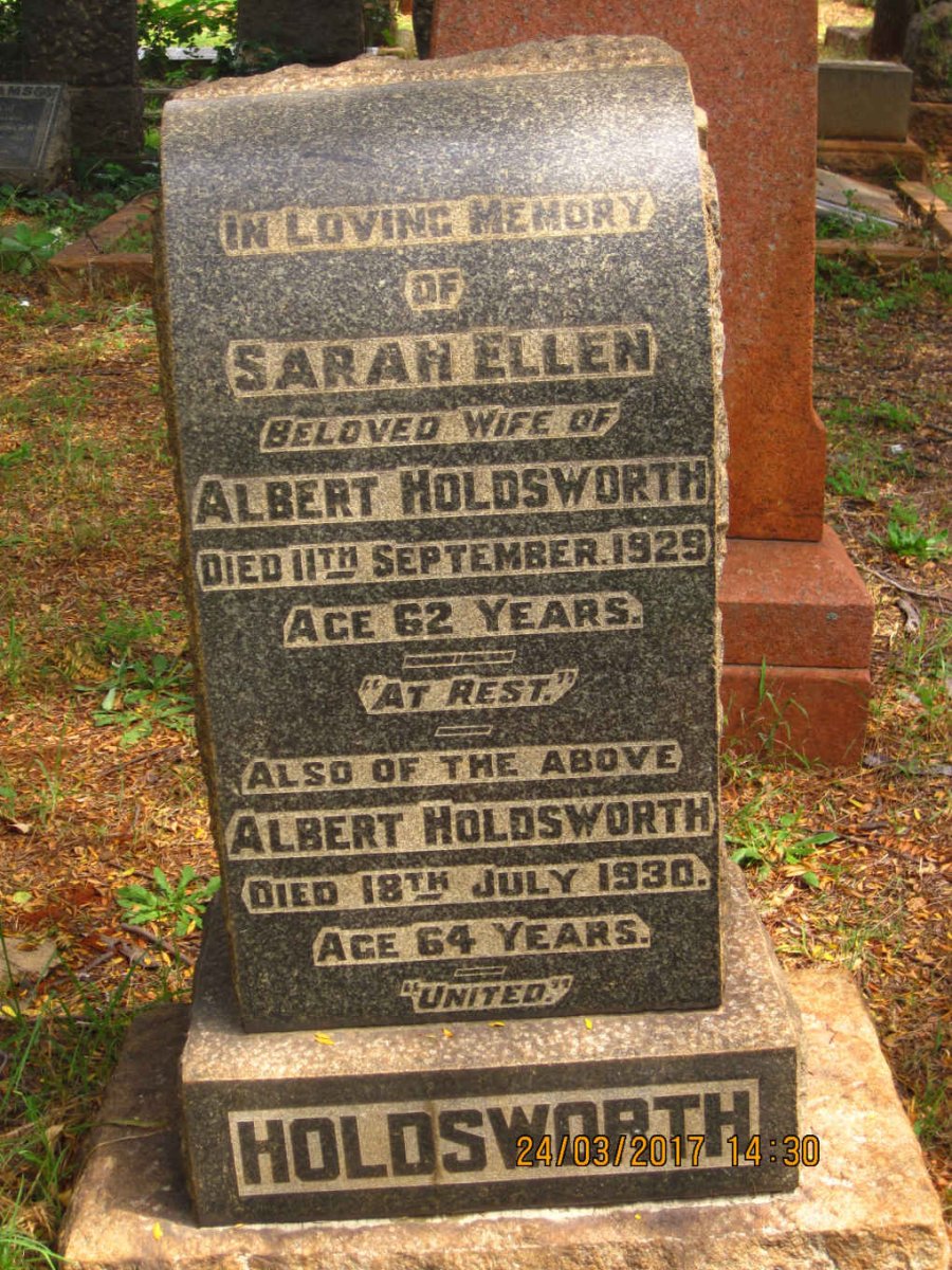 HOLDSWORTH Albert -1930 &amp; Sarah Ellen -1929