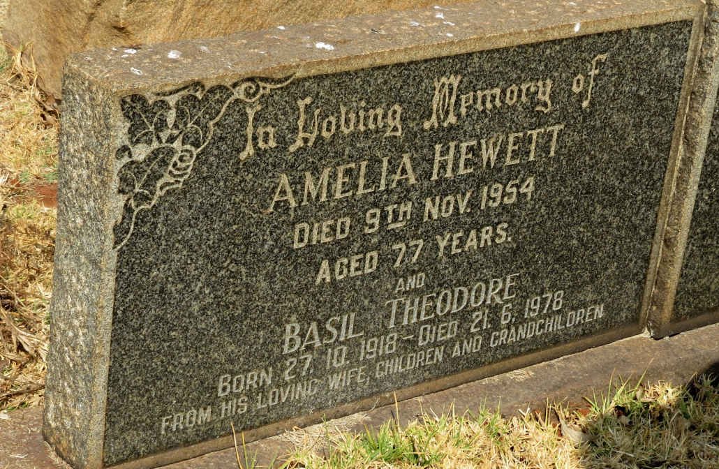 HEWETT Amelia -1954 :: HEWETT Basil Theodore 1918-1978