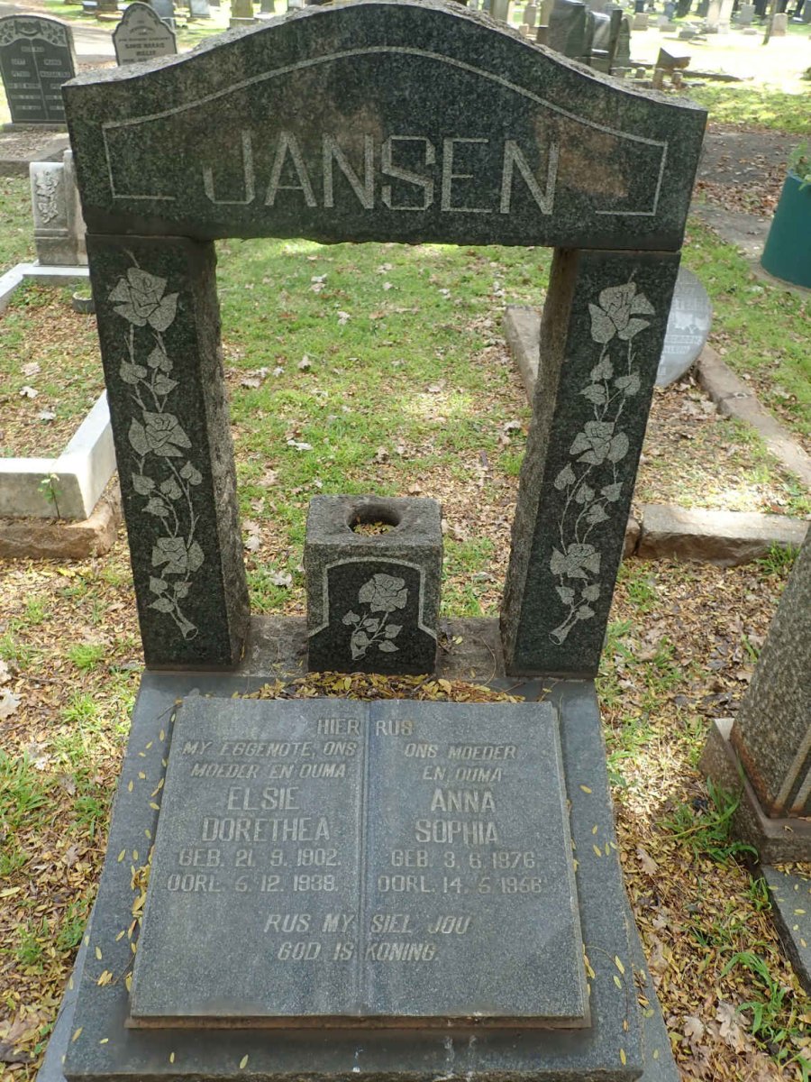 JANSEN Elsie Dorethea 1902-1938 :: JANSEN Anna Sophia 1876-1956