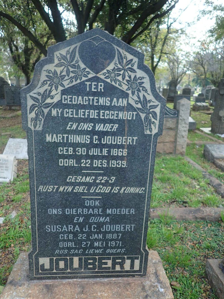 JOUBERT Marthinus C. 1866-1939 &amp; Susara J.C. 1887-1971