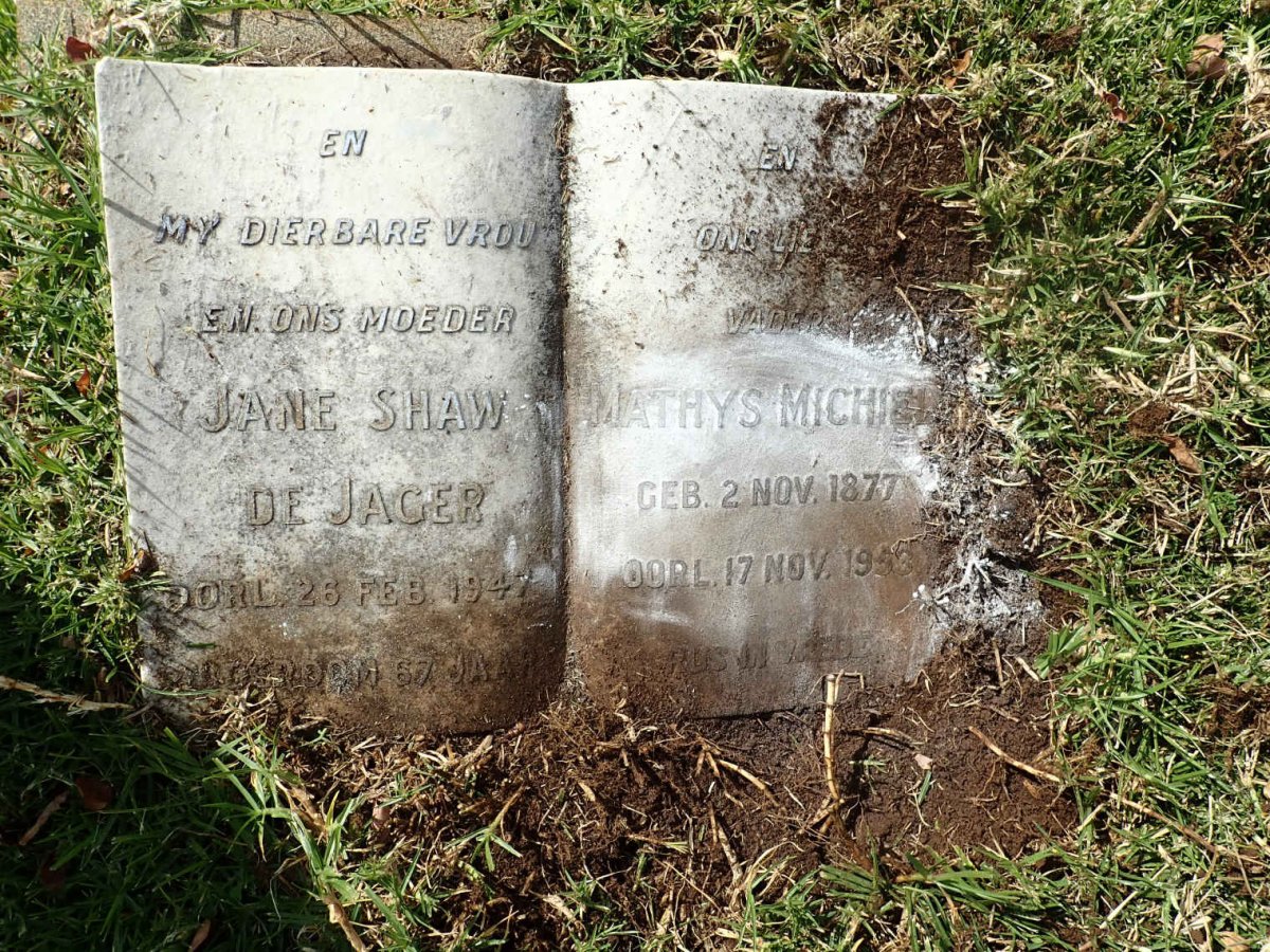 JAGER Mathys Michiel, de 1877-1953 &amp; Jane SHAW -1947