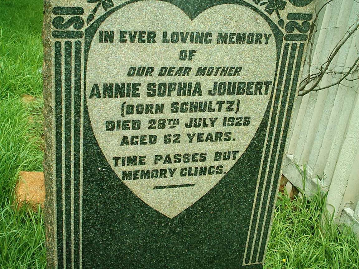 JOUBERT Annie Sophia nee SCHULTZ -1926