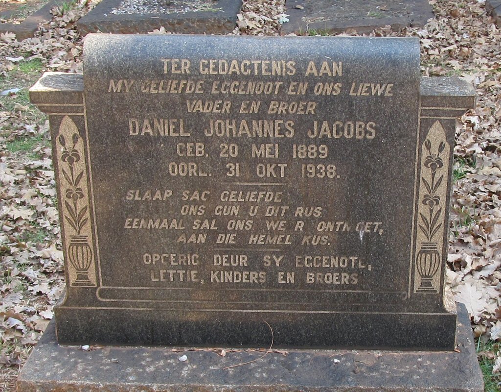 JACOBS Daniel Johannes 1889-1938