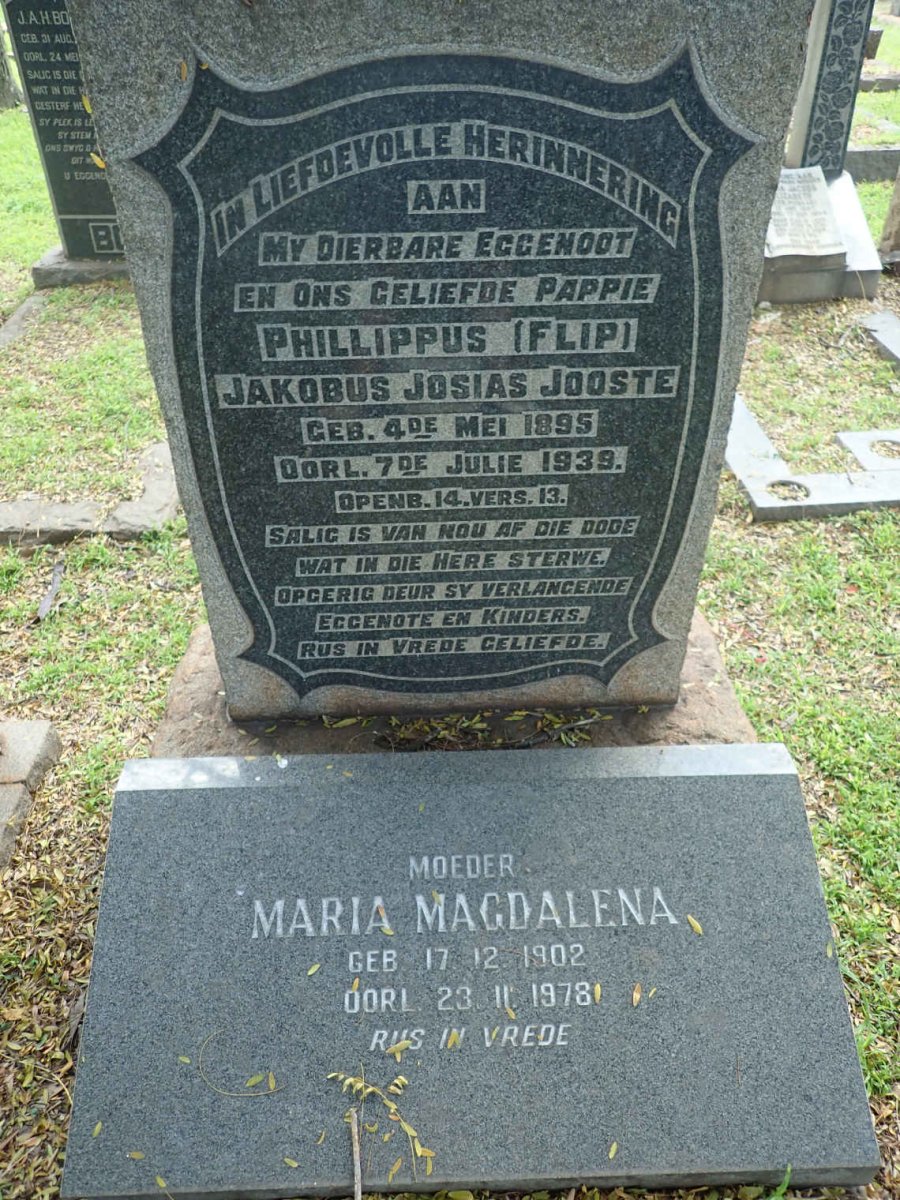 JOOSTE Phillippus Jakobus Josias 1895-1939 &amp; Maria Magdalena 1902-1978
