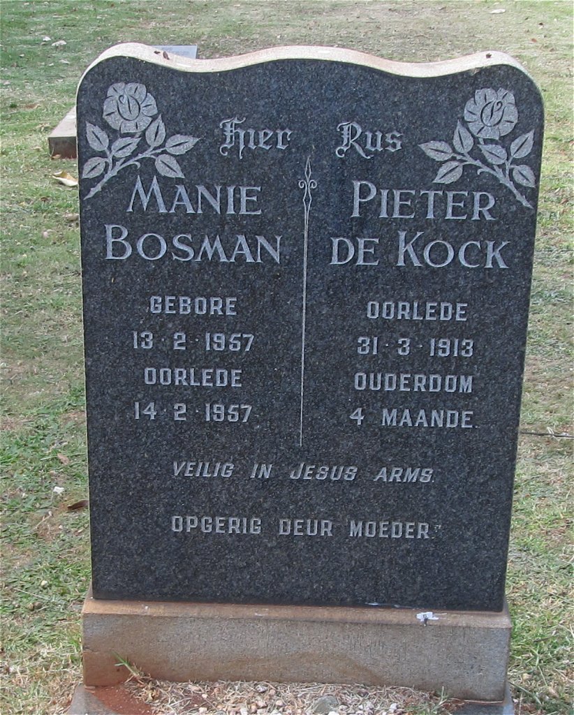 KOCK Pieter, de -1913 :: BOSMAN Manie 1957-1957