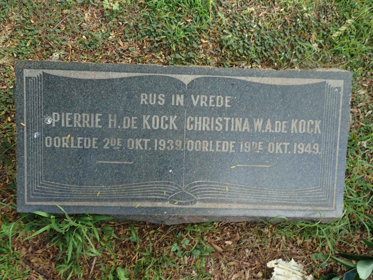 KOCK Pierrie H., de -1939 &amp; Christina W.A. -1949