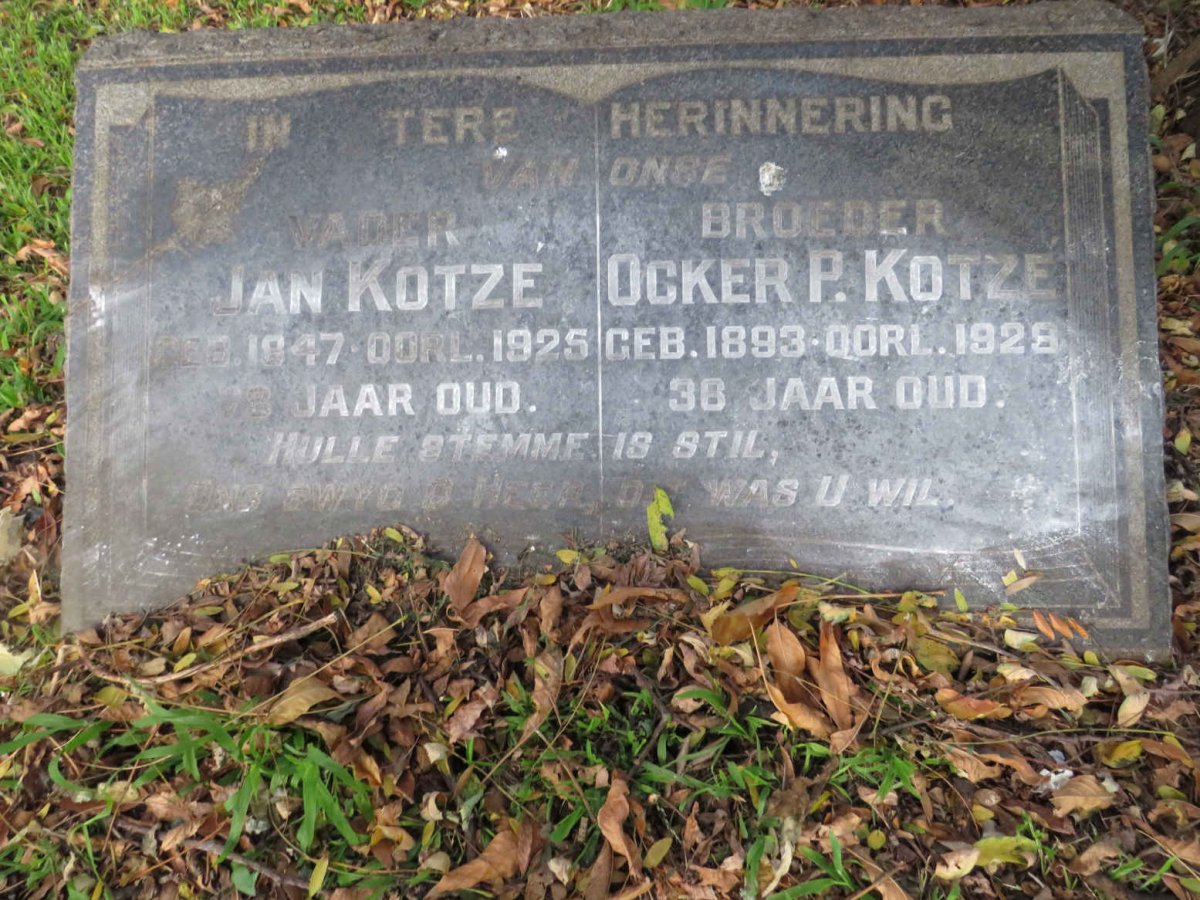 KOTZE Jan 1847-1925 :: KOTZE Ocker P. 1893-1929