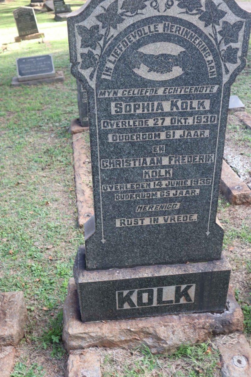 KOLK Christiaan Frederik -1936 &amp; Sophia -1930