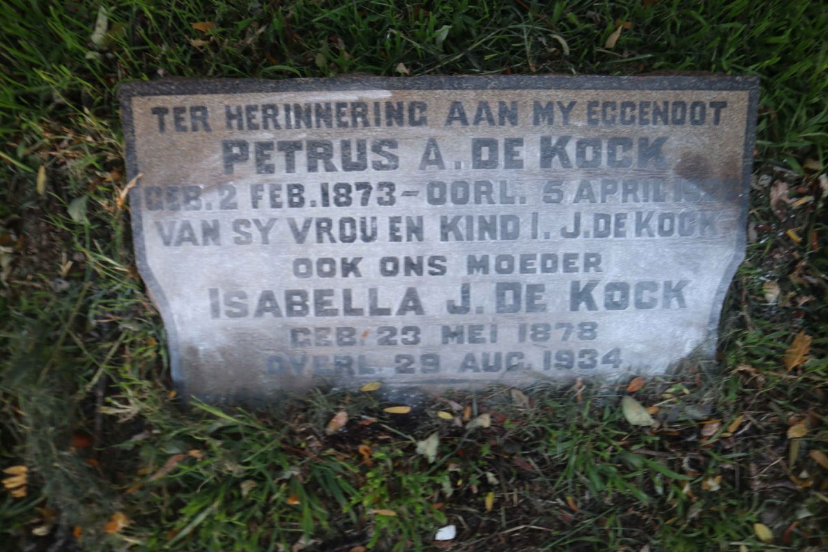 KOCK Petrus A., de 1873-1926  &amp; Isabella J. 1878-1934
