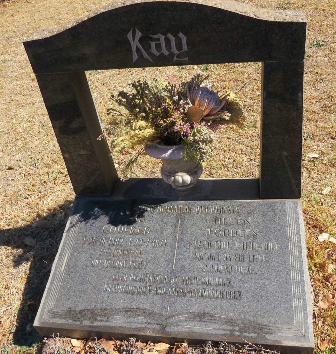 KAY David Godfred 1902-1971 &amp; Helen Toddles 1901-1980