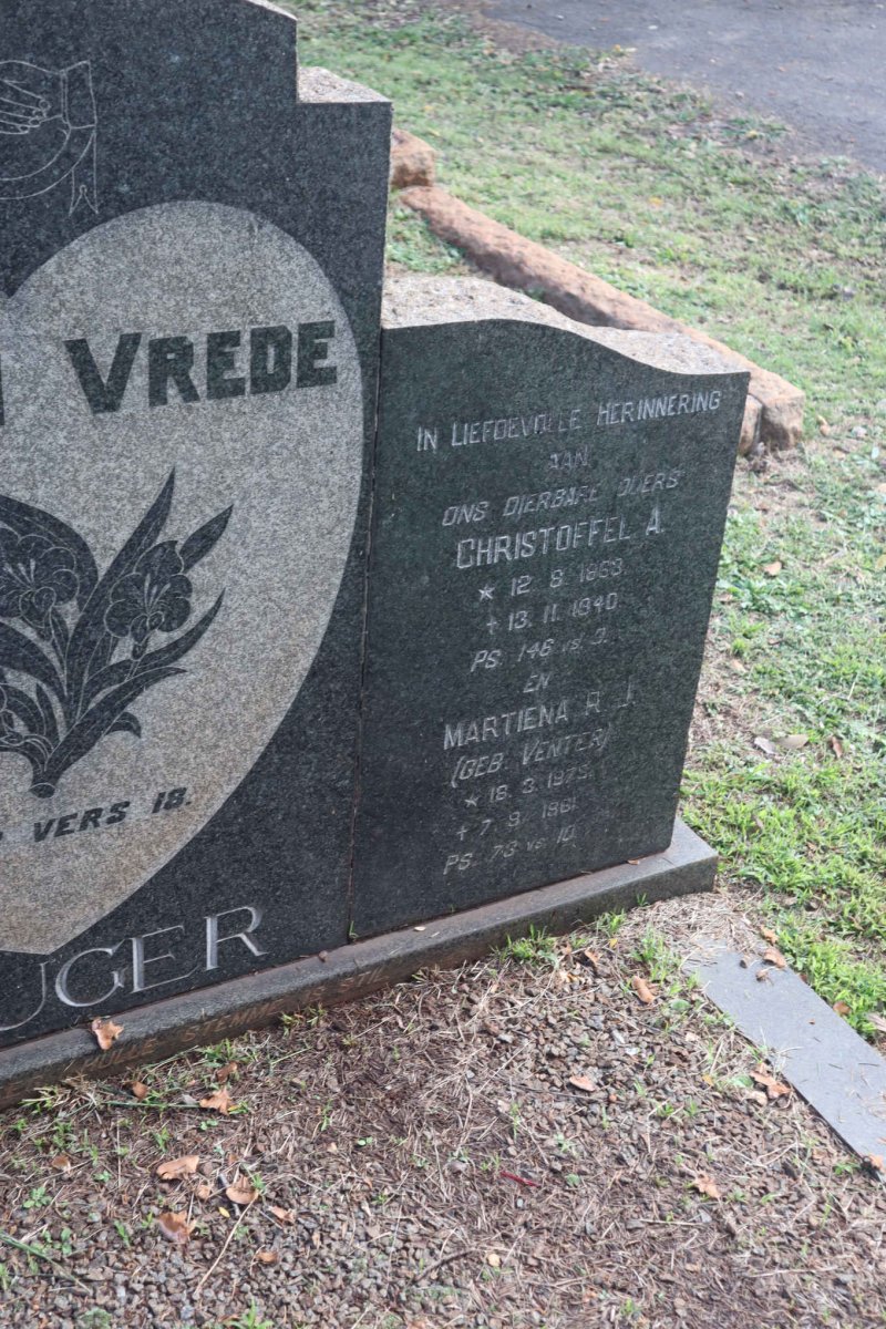 KRUGER Christoffel A. 1863-1940 &amp; Martiena R.J. VENTER 1875-1961