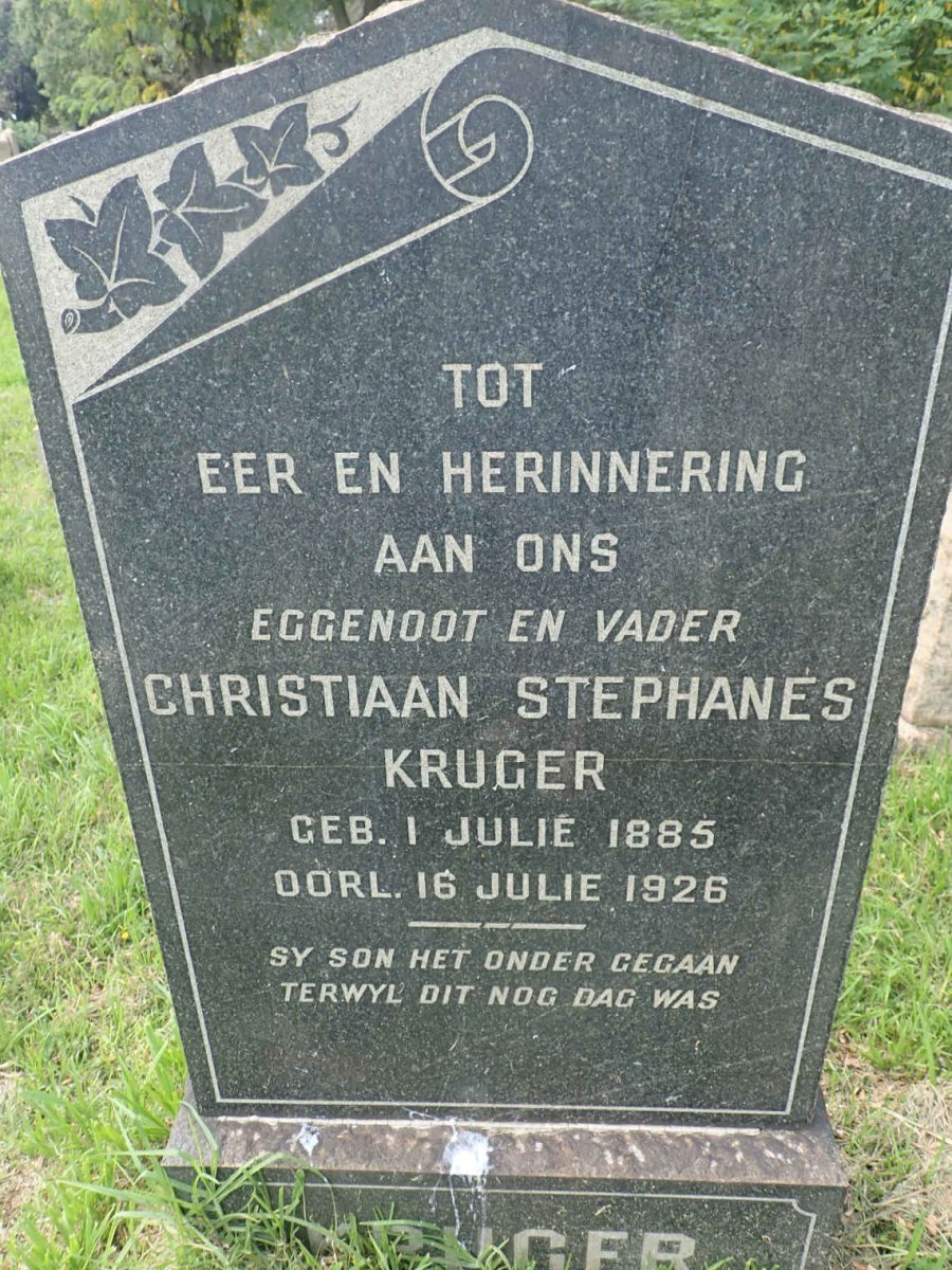 KRUGER Christiaan Stephanes 1885-1926