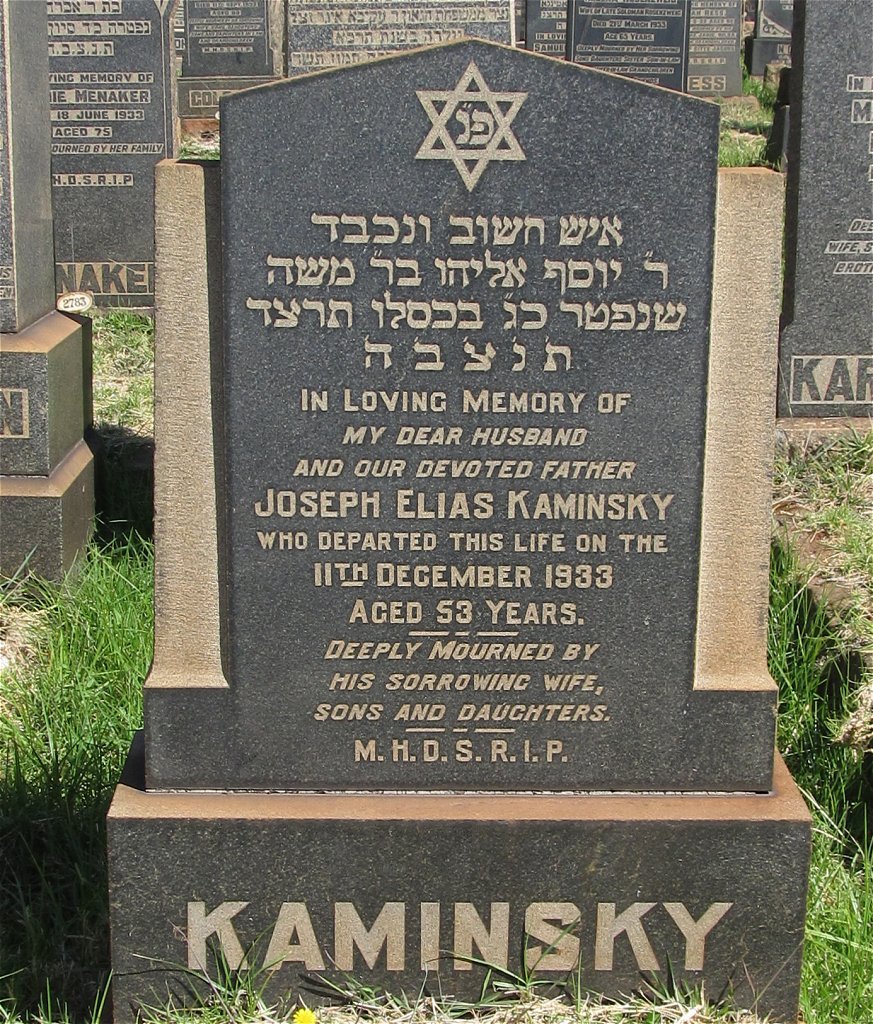KAMINSKY Joseph Elias -1933