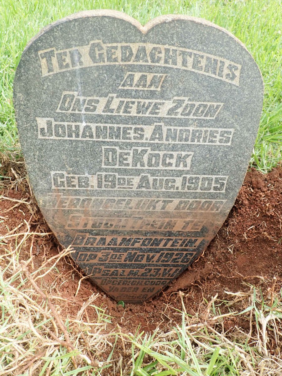 KOCK Johannes Andries, de 1905-1926
