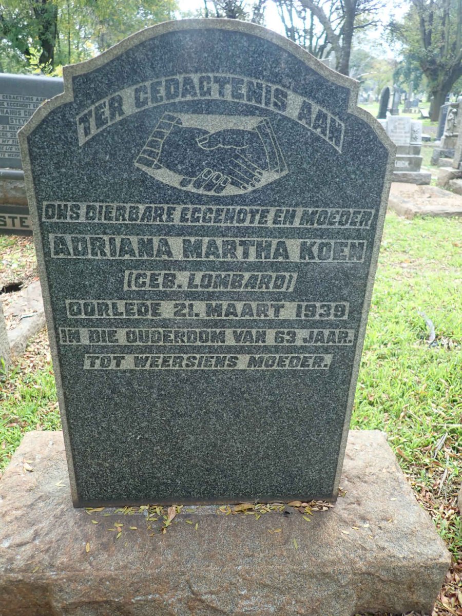 KOEN Adriana Martha nee LOMBARD -1939
