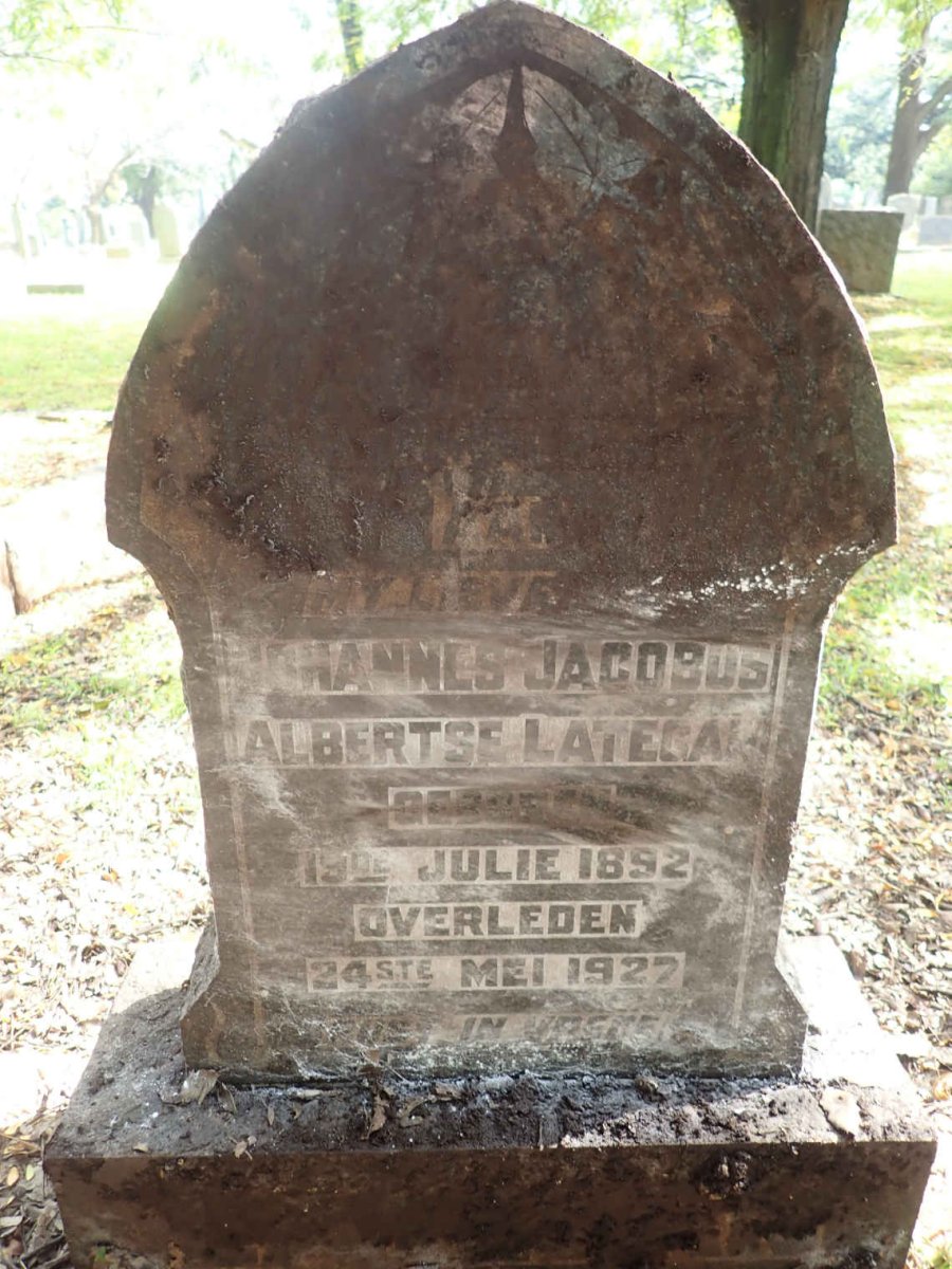LATEGAN Johannes Jacobus Albertse 1892-1922