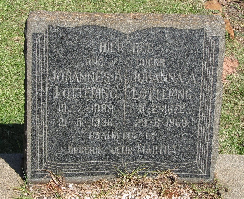 LOTTERING Johannes A. 1869-1936 &amp; Johanna A. 1872-1959 