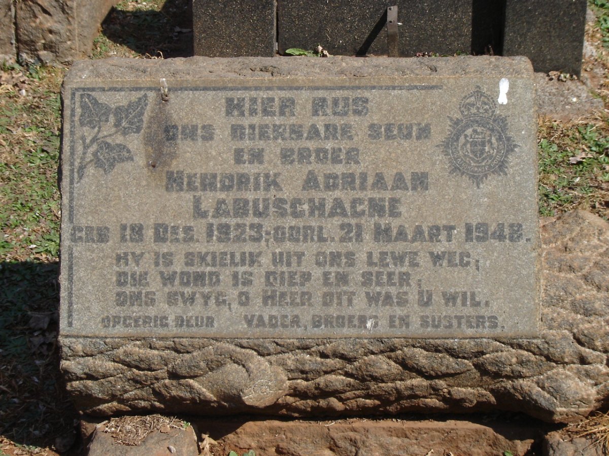 LABUSCHAGNE Hendrik Adriaan 1923-1948