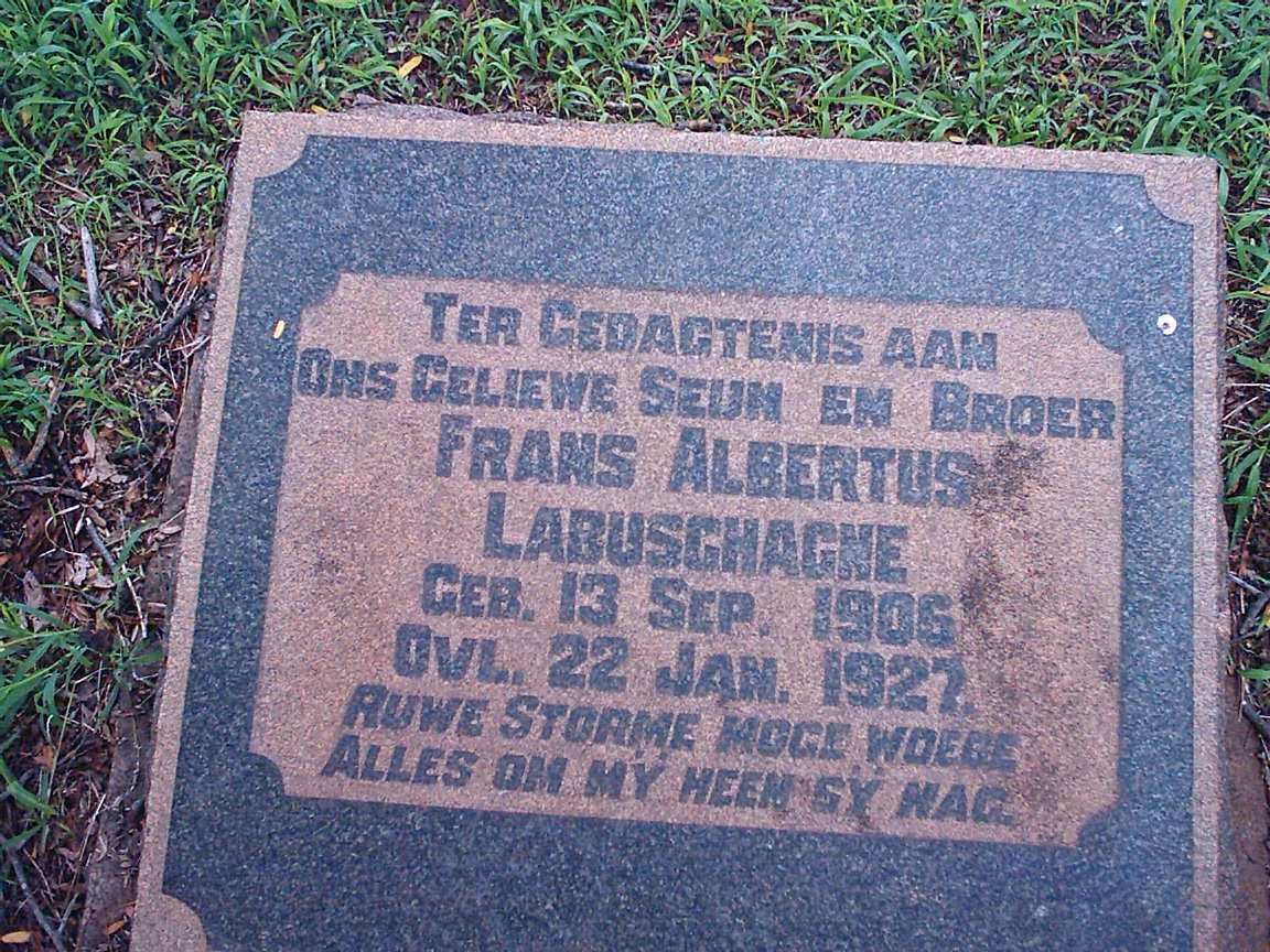 LABUSCHAGNE Frans Albertus 1906-1927