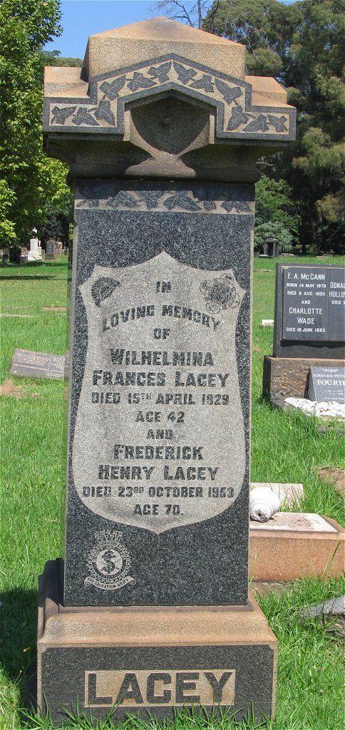 LACEY Frederick Henry -1953 &amp; Wilhelmina Frances -1929