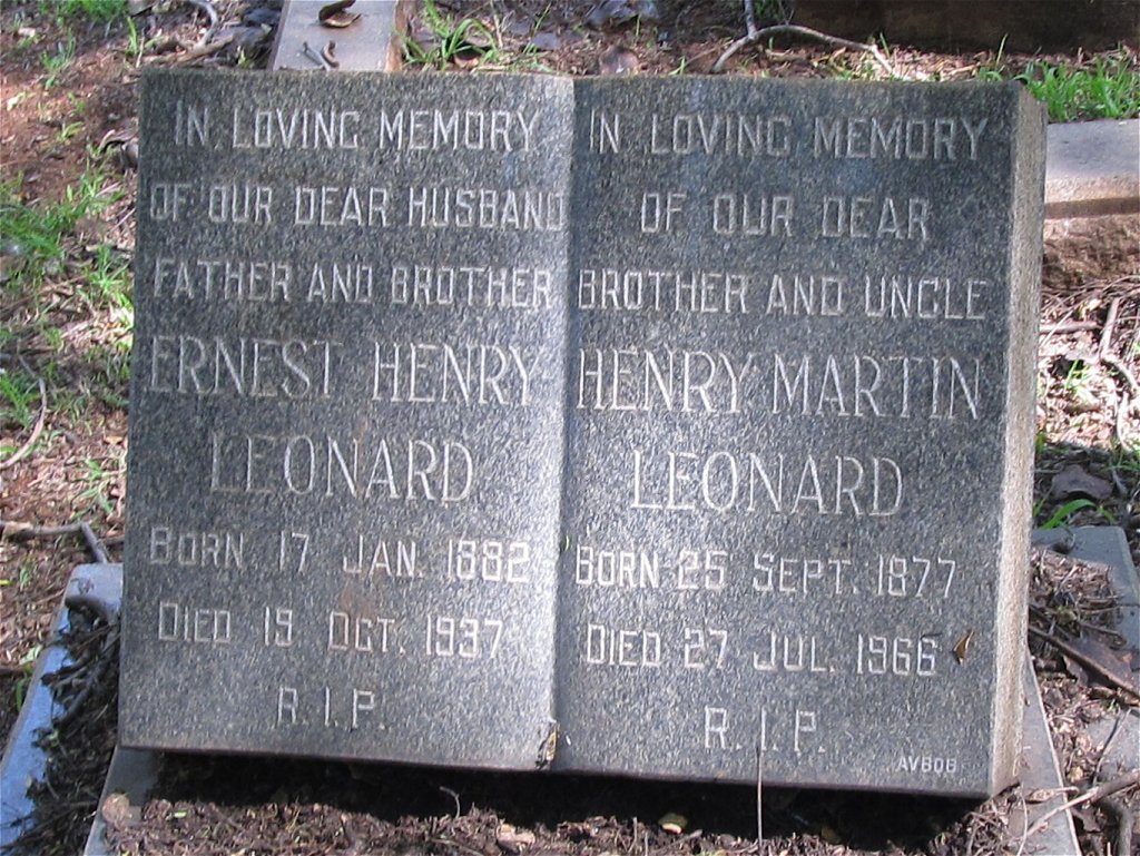 LEONARD Ernest Henry 1882-1937 :: LEONARD Henry Martin 1877-1966