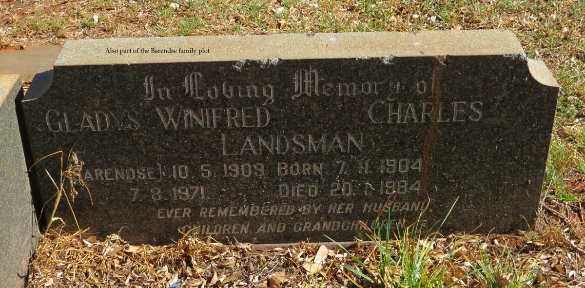 LANDSMAN Charles 1904-1984 &amp; Gladys Winifred ARENDSE 1909-1971