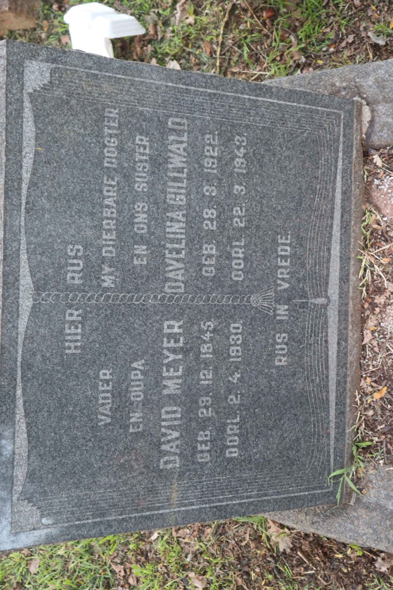 MEYER David 1845-1930 :: MEYER Davelina Gillward 1922-1943