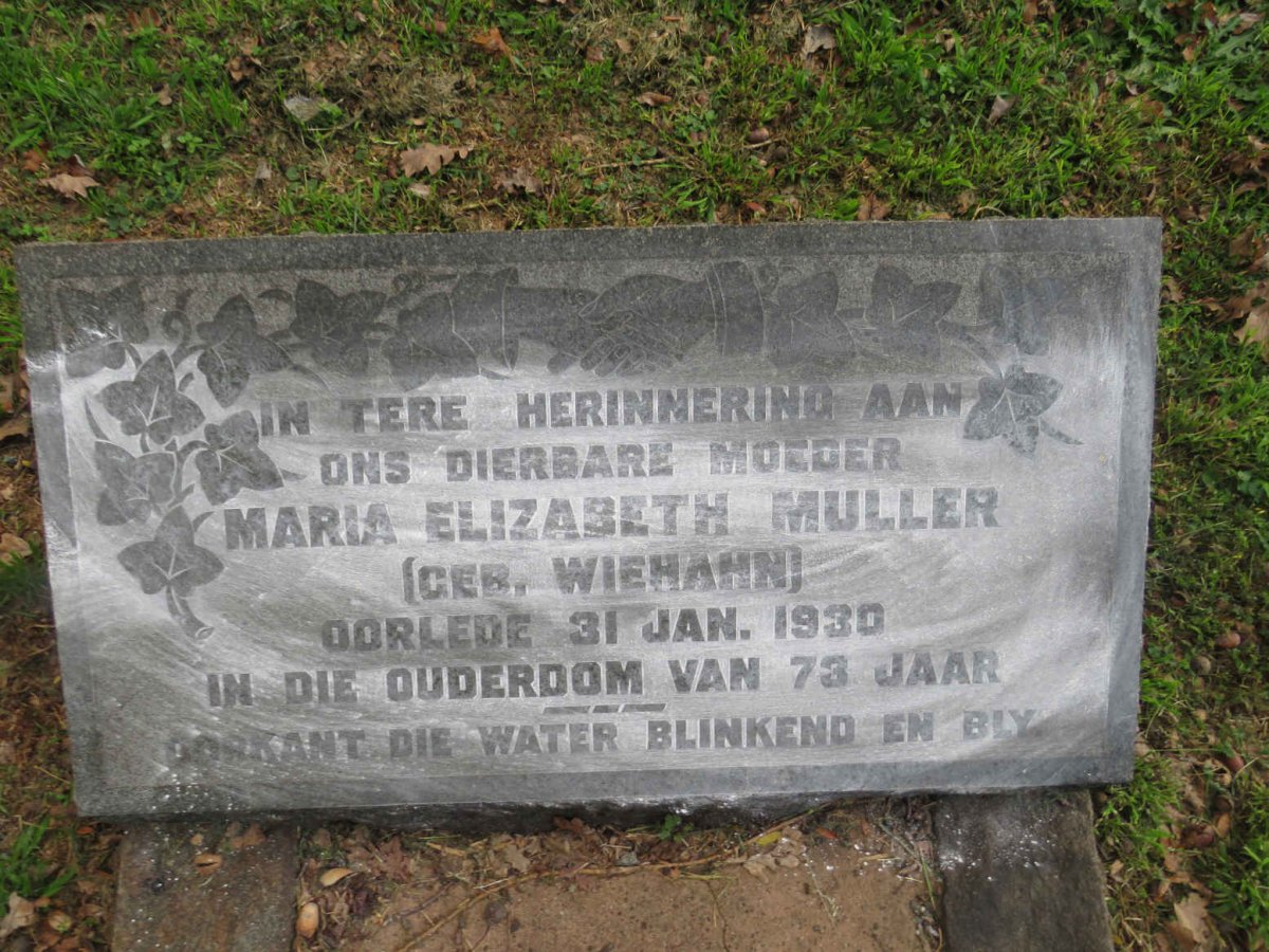 MULLER Maria Elizabeth nee WIEHAHN -1930