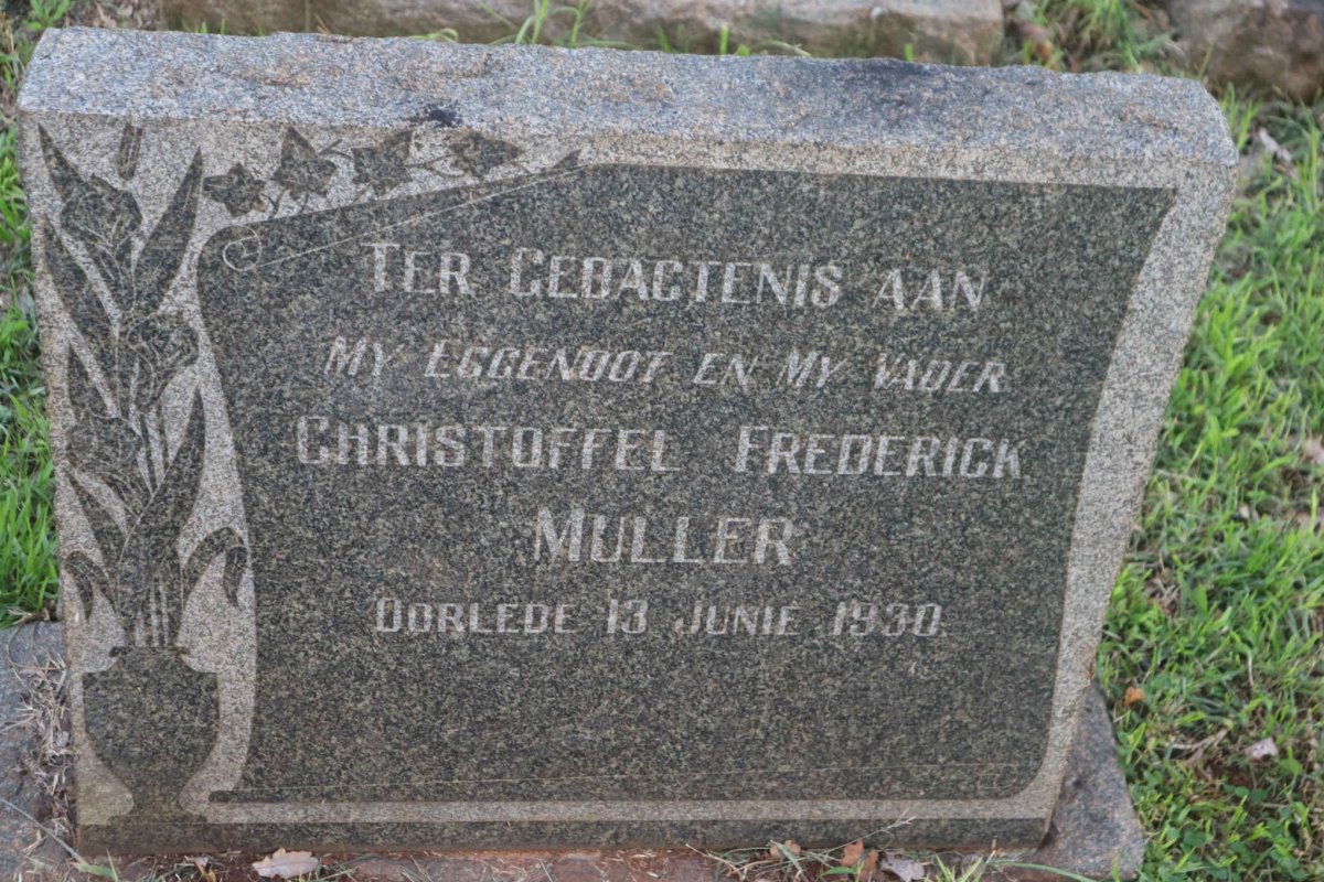 MULLER Christoffel Frederick -1930