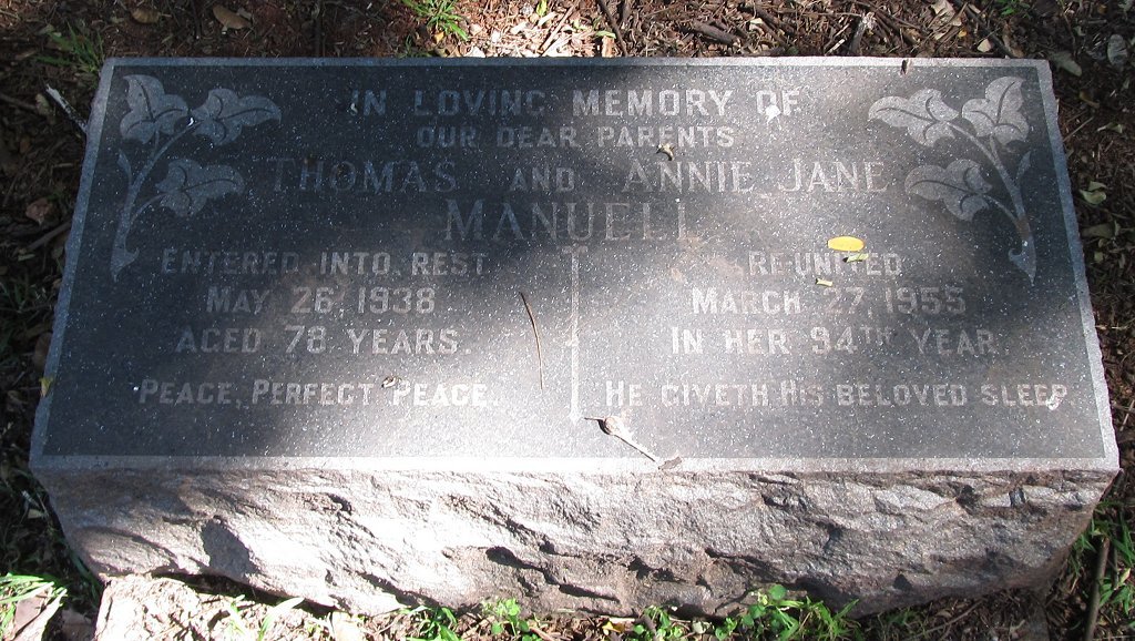 MANELL Thomas -1938 &amp; Annie Jane -1955