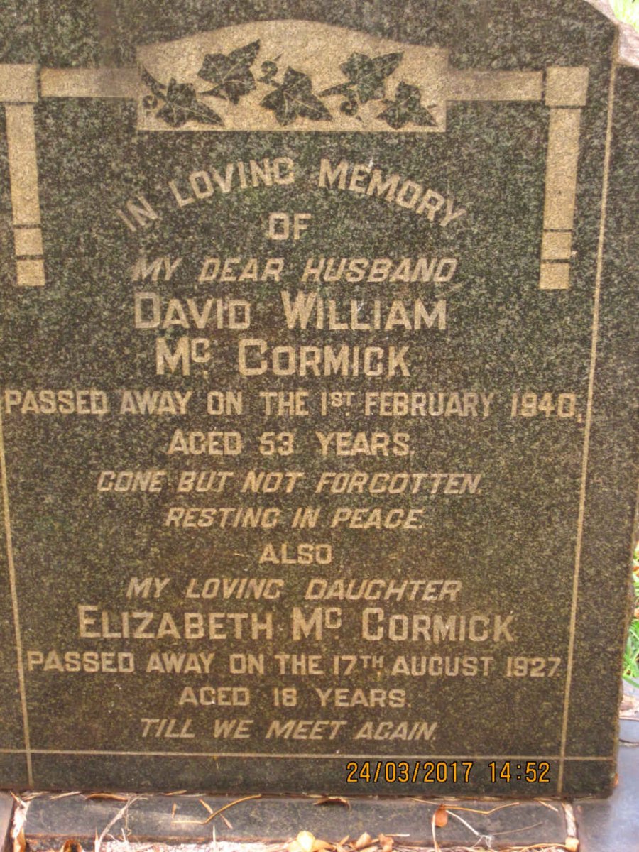 McCORMICK David William -1940 :: McCORMICK Elizabeth -1927