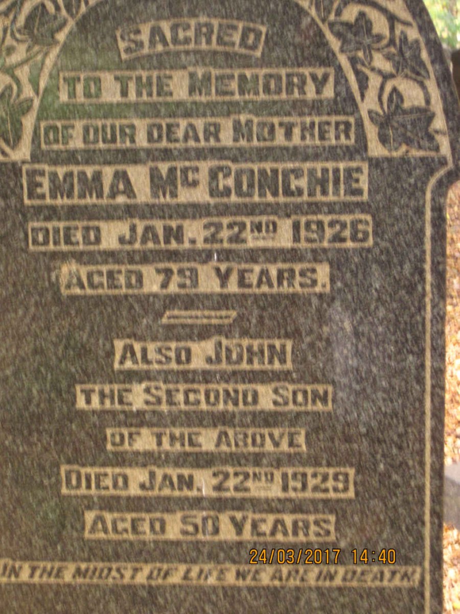 McCONCHIE Emma -1926 :: McCONCHIE John -1929