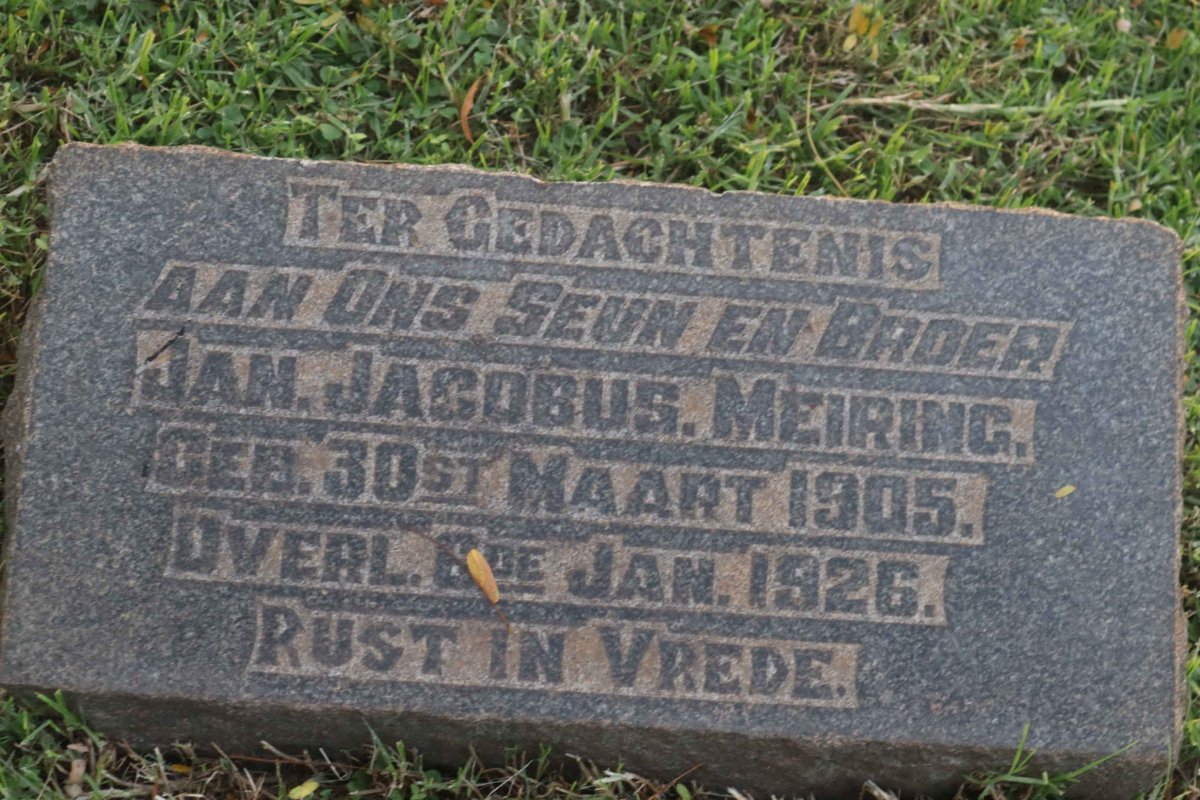 MEIRING Jan Jacobus 1905-1926